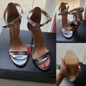 Silver sandal heels